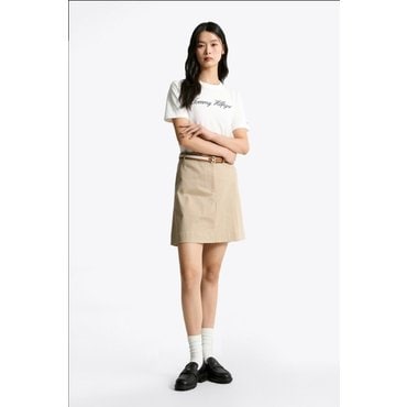 타미힐피거 T22F1TTO082WT1  크루넥 자수 로고 티셔츠