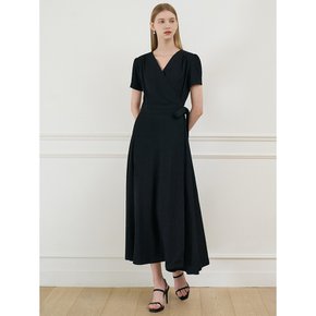 VIVIANA Short Sleeve Wrap Dress_Black