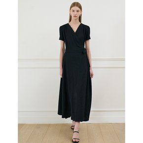 VIVIANA Short Sleeve Wrap Dress_Black