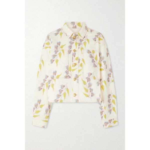 보비 크롭 프린트 데님 재킷 46376663162988125