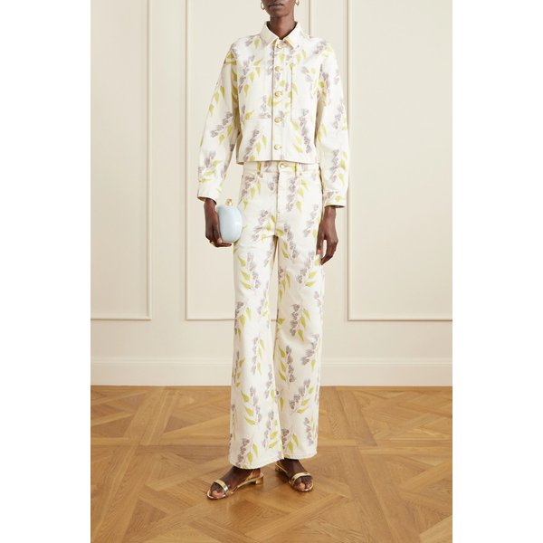 보비 크롭 프린트 데님 재킷 46376663162988125