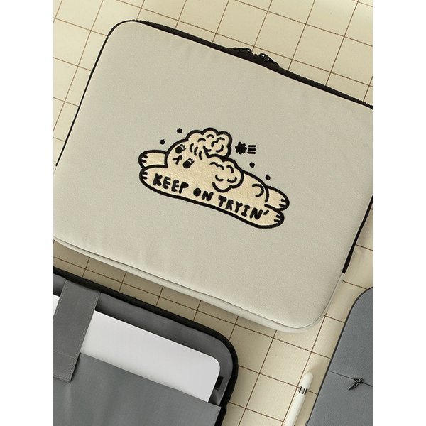 자수포켓 노트북파우치_달려라 초코 (아이패드/15인치)