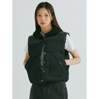 원더플레이스 PADDED DENIM VEST [BLACK]