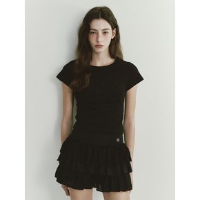 LACE JERSEY CANCAN SKIRT (BLACK)