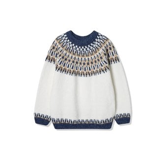 애드호크 여성 노르딕 패턴 풀오버 니트 (BLUE) (HBALKA2)