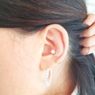 텐바이텐 Simple Line pearl ear cuff (실버 진주 이어 커프)