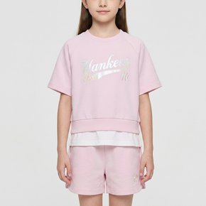 MLB 키즈 스트릿 베이직 레이어드 티셔츠세트(여아) 뉴욕양키스 L.PINK 7FS1B0663 50PKL