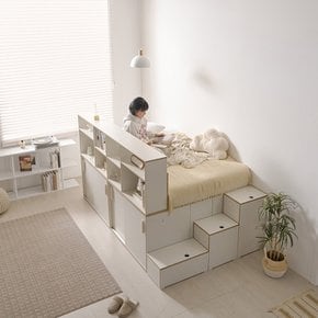 올인원 시즌2 파티션 슬라이딩 빅수납침대 SS (책상제외) +매트 선택 2Colors 슬라이딩도어