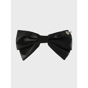 PIERCING BIG BOW BARRETTE_LEATHER BLACK