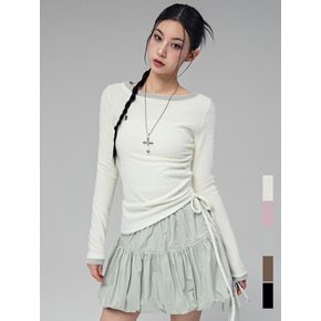 세넌 언밸런스 셔링 페이크 레이어드 티_5COL