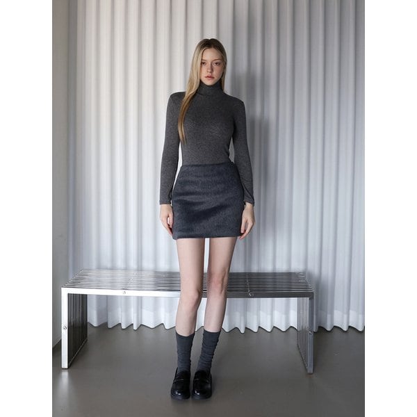 Fur mini skirt - CHARCOAL