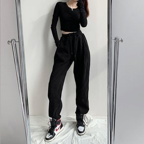 여자 와이드 밑단 스트링 조거팬츠 편한 밴딩바지 MDP073
