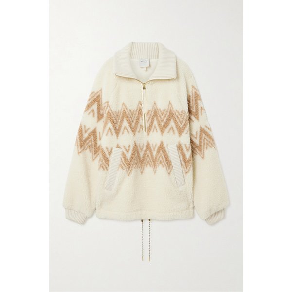 발리 헨드릭 리브 니트 트림 프린트 플리스 하프 집 스웨터 46376663162924517