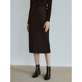 Slit tweed skirt (black)