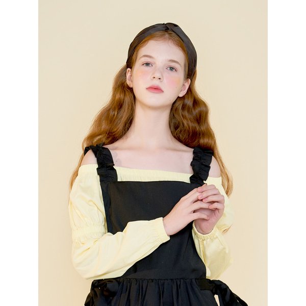 [리퍼브]OFF SHOULDER PUFF TOP (LIGHT YELLOW)