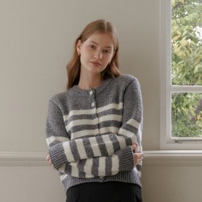 ALPACA STRIPE CARDIGAN_GRAY