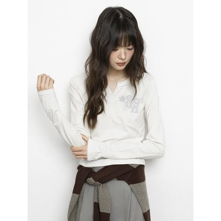 유젠 레이스넥 세미 크롭 롱슬리브 티셔츠_화이트