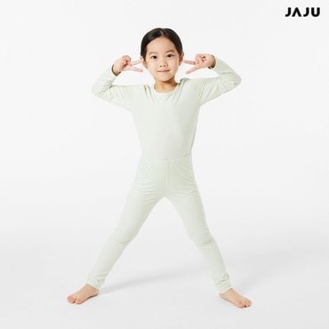JAJU 자주 키즈 JAJU HEAT_피치스킨 긴팔 티셔츠 레깅스 세트 민트 J463401005