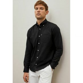 4612706 Next EASY IRON OXFORD REGULAR FIT SINGLE CUFF - Shirt black