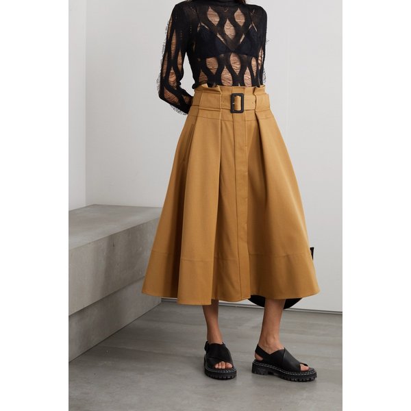 프로엔자슐러 Belted Pleated Wool-twill Midi Skirt 카멜 24772899113290406