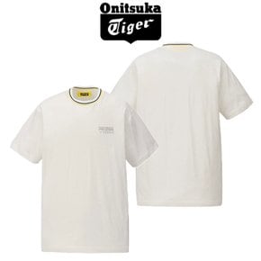 오니츠카타이거 남녀 공용 그래픽 로고 프린트 반팔 티셔츠 화이트 2181B065.700