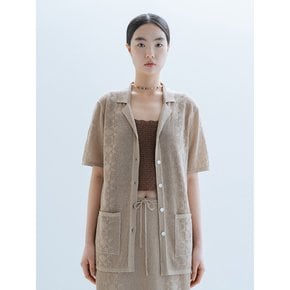 LINEN BLENDED CROCHET SHIRT_BEIGE