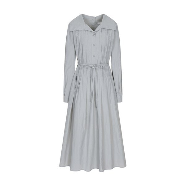 와이드 카라 셔츠형 핀턱 원피스 OW6MO3050