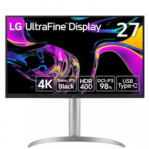 LG 27UQ850V-W 블랙/4K 98% USB 타입-C (USB) 파워 딜리버리 모니터 디스플레이 2.7인치 IPS