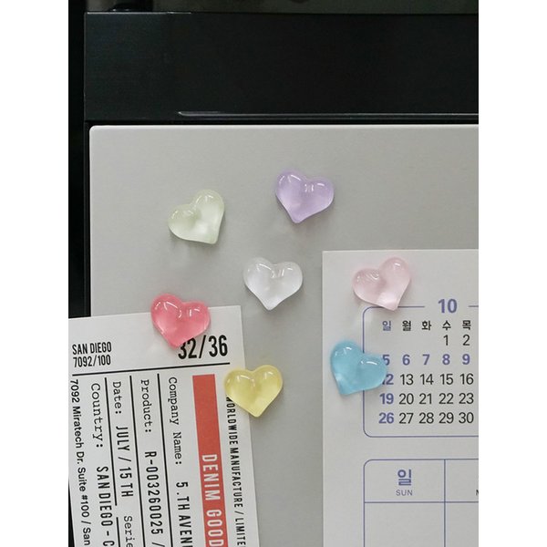 하트 파스텔 유광 냉장고 자석 (랜덤발송)