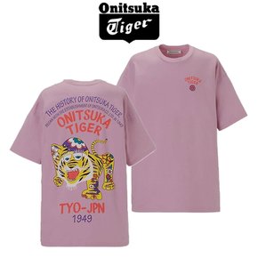 오니츠카타이거 남녀 공용 오버사이즈 그래픽 반팔 티셔츠 퍼플 오렌지 2183B561.500