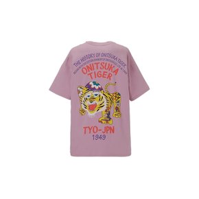 오니츠카타이거 남녀 공용 오버사이즈 그래픽 반팔 티셔츠 퍼플 오렌지 2183B561.500