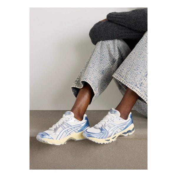 젤 카야노 14 고무 메탈릭 인조 가죽 트리밍 메시 스니커즈 블루 1647597342477362