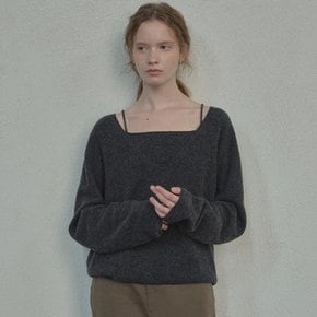 Wool cashmere V neck knit set [TIFA05SW08]_Charcoal