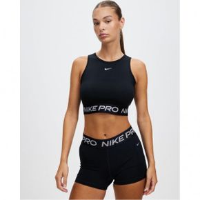 4173451 Nike Pro Dri-FIT Cropped Tank Top - Black  Metallic Silver