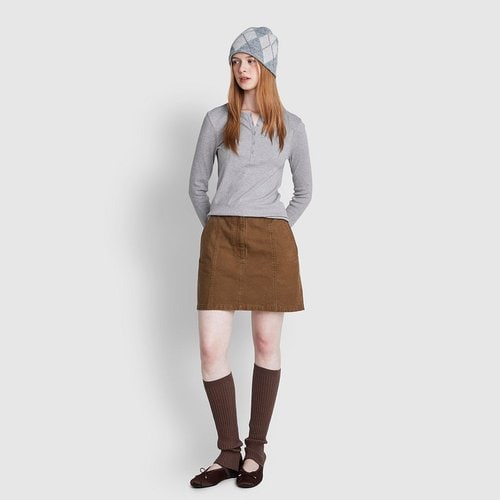 JAJU 여 코튼 립 헨리넥 긴팔 티셔츠(BURGUNDY/MELANGE GREY/BLUE GREY/BLACK)
