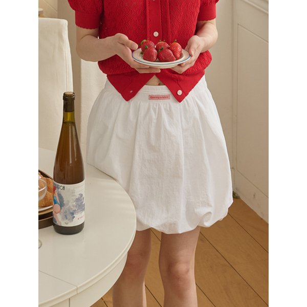 Pin-tuck Balloon Mini Skirt_White