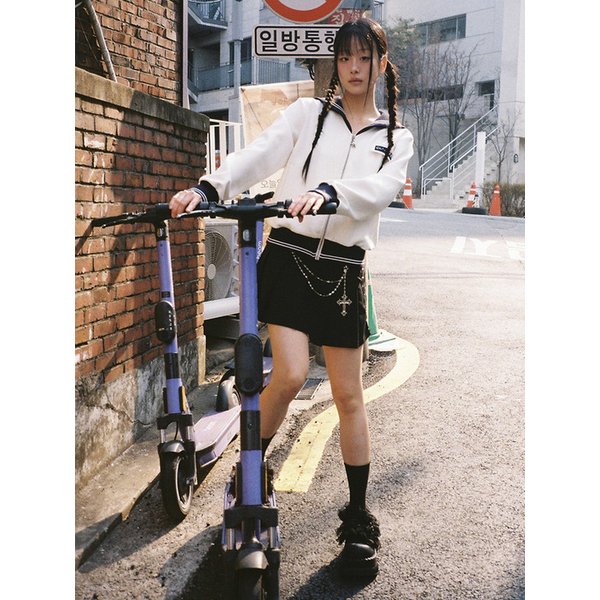 Sailor Collar Zip-Up Jacket - IVORY