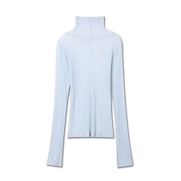 SHEER WOOL TURTLENECK TOP BLUE GREY