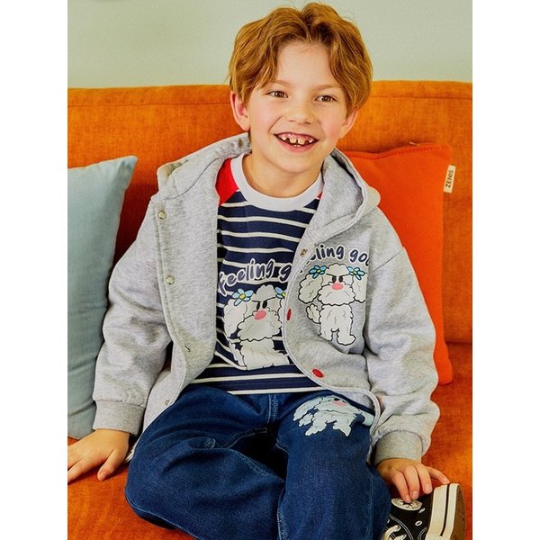 크림 남아 여아 유아 아동 후드 자켓