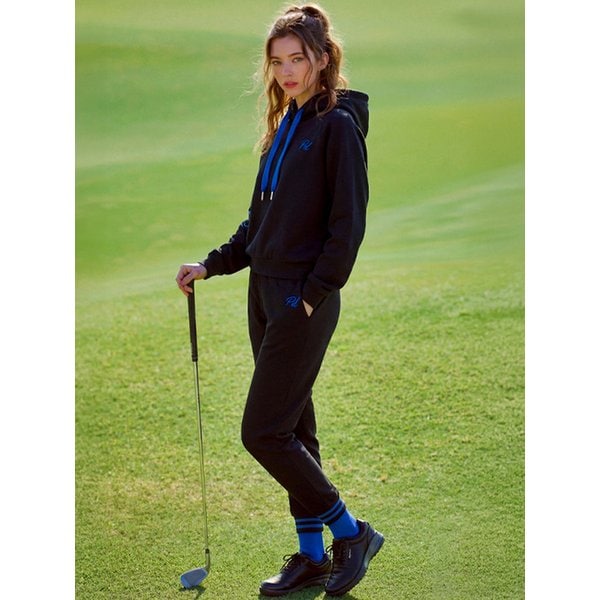 SET/후드 네오프렌 조거 팬츠세트 [블랙+블랙]