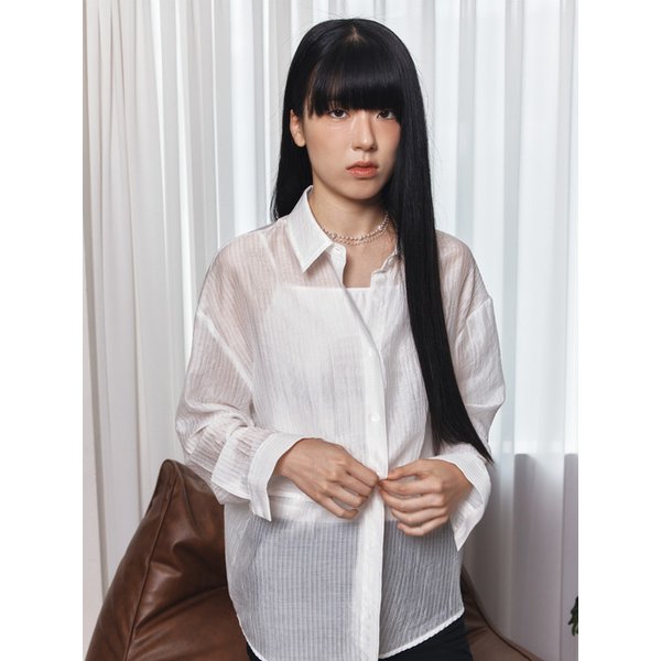 TENCEL STRIPE SHIRT_WHITE