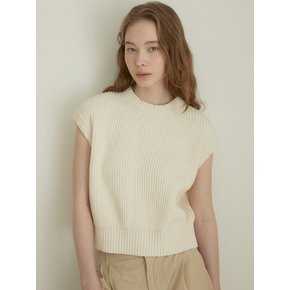 Sleeveless knit vest (ivory)