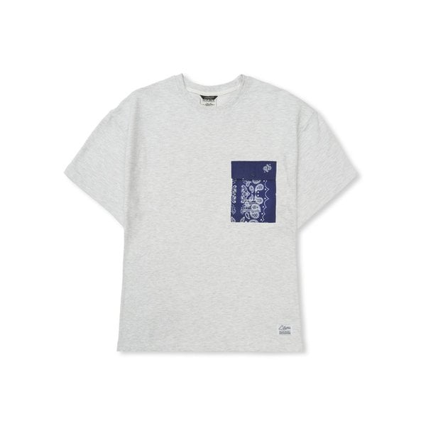 Paisley Pocket Semi-oversized T-shirts White Melange