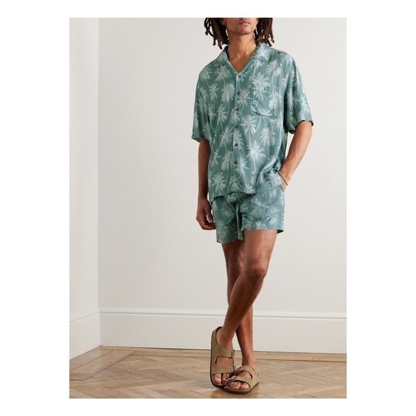 오니아 캠프 칼라 프린트 보일 셔츠 그린 1647597339145642