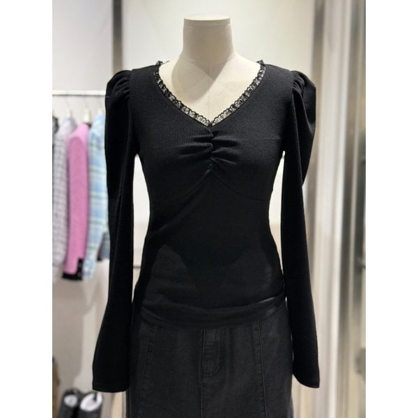 [여주점] 셔링 레이스 티셔츠 ES1JT102