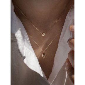 14k oval carving sparkle necklace