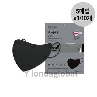  굿매너 새부리형 마스크 대형 KF80 블랙 5P 100개