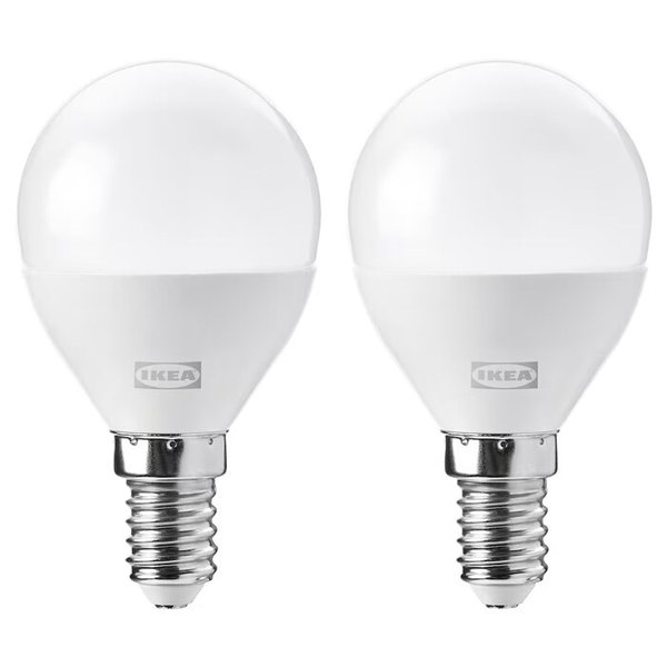SOLHETTA 솔헤타 LED 전구 E14 806루멘 밝기조절/구형 오팔 화이트 45mm 2개입/조명