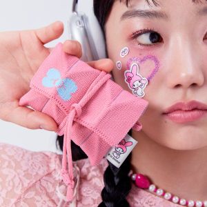 조셉앤스테이시 Lucky Pleats Knit Card Wallet My Melody Blossom Pink