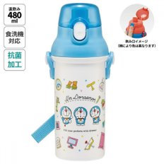 스케이터 PSB5SANAG 항/균 다이렉트 드링크 플라스틱 원터치 보틀, 480ml, 도라에몽 라인 디자인